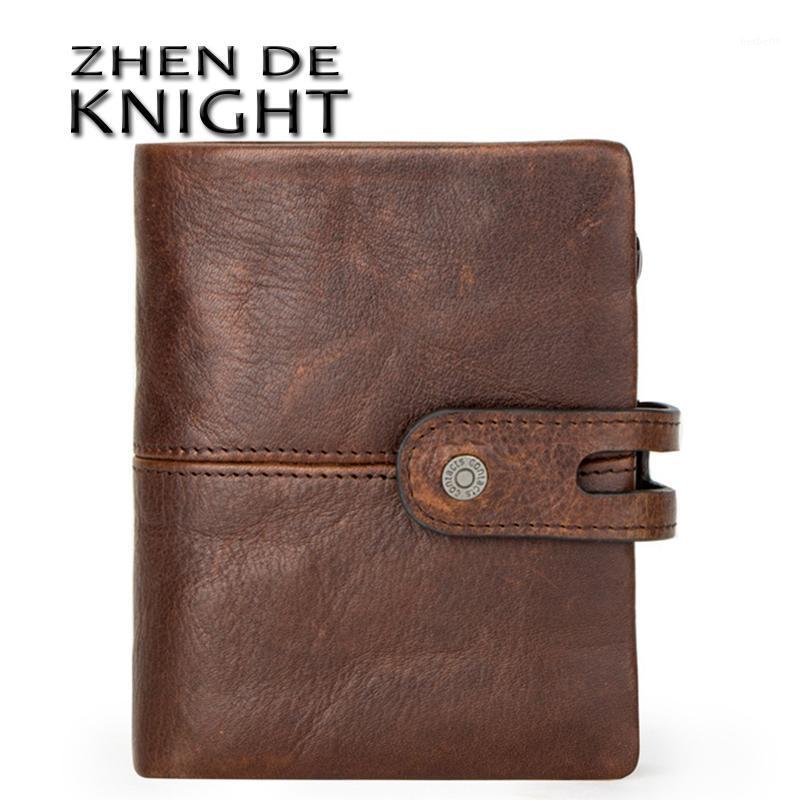 

Rfid 100% Genuine Leather Men Wallet Casual Zipper&Hasp Design Small Walet Pocket Male High Quality Short Card Holder Coin Purse1, Coffee