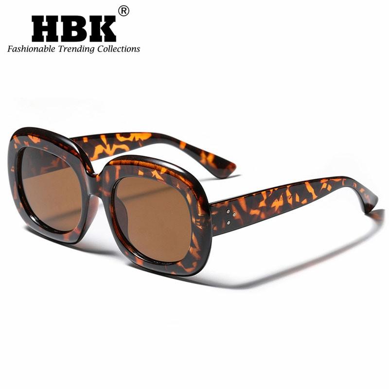 

Sunglasses HBK 2021 Square Oversized Women Men Vintage Leopard Glasses For Ladies Luxury Big Frame Gafas UV400