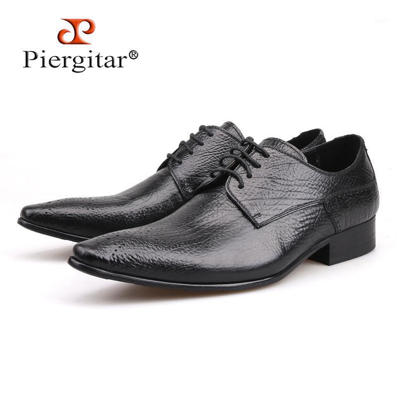 

Piergitar 2020 New Genuine Leather Men Dress Shoes Men's flats Formal Business Shoes Wedding Dresses Derby Lace-Up1, Black