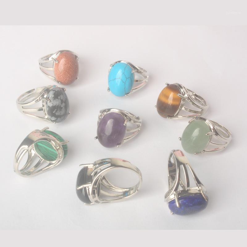 

New Silver Plated Oval Mix-Crystal Stone Resizable Quartz Ring Fashion Jewelry Ring 1PCS1