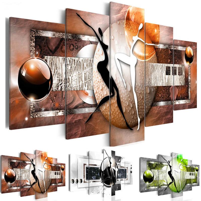 

Modular Canvas Pictures Bedroom Home Decor 5 Pieces Colourful Figure Ball Painting Prints Abstract Dance Poster Wall Art Framed