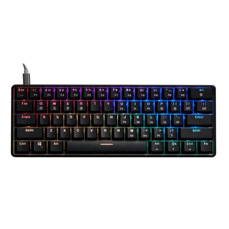 

RGB LED Backlit Wired Mechanical Keyboard,Portable Compact Waterproof Mini Gaming Keyboard 61 Keys Gateron Switchs for PC Mac