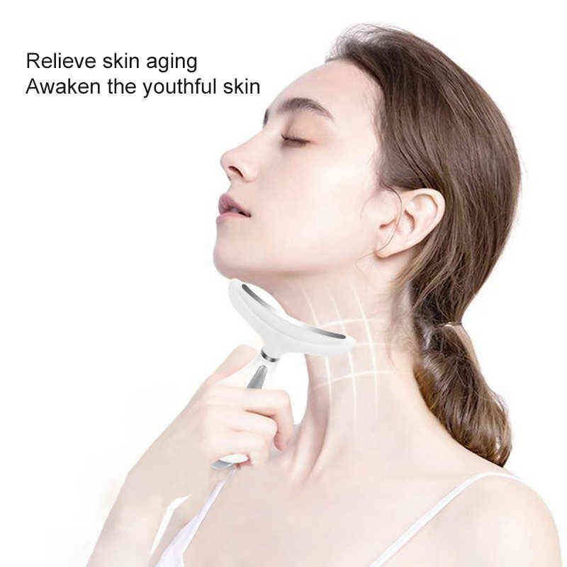 NXY Face Care Devices Amazefan Facial Neck Massager 3 Colors Led Photon Therapy Lifting Wrinkle Removal Device Reduce Double Chin Skin Caretool 0222