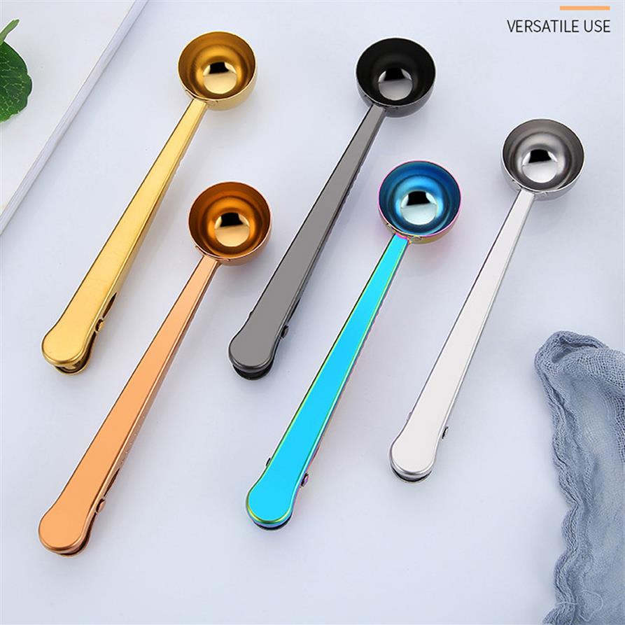 

Stainless Steel Coffee Measuring Spoon With Bag Seal Clip Multifunction Jelly Ice Cream Fruit Scoop Spoons Kitchen Accessoriesa01