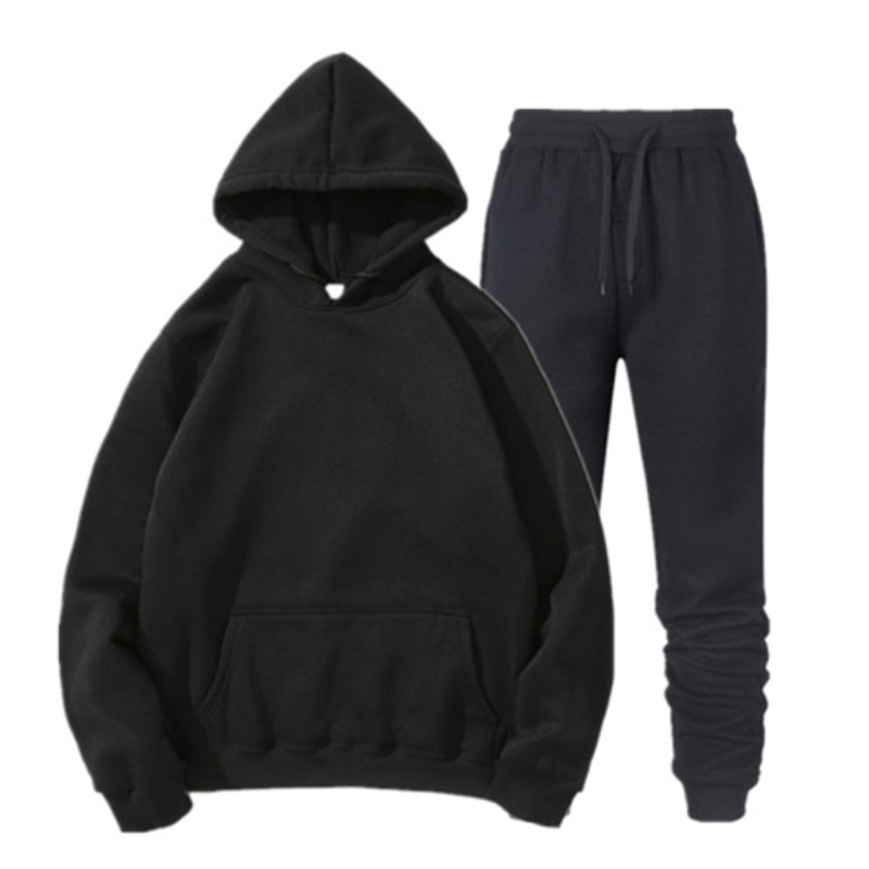 

2020 Tracksuit Men Fashion Men's Sportswear Color Splice Hoodie Vetement Homme Jogging Homme Tracksuit 2-Piece Hooded Sweatshirt, Black