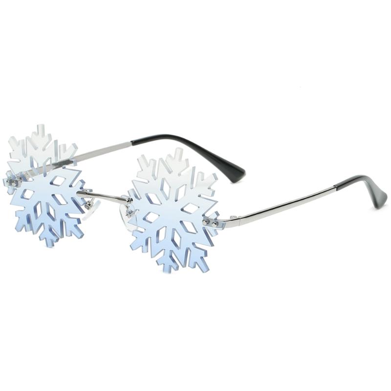 

Veshion Snowflake Rimless Glasses Women Blue Green Christmas Party New Year Round Sunglasses Female Gift Items Decoration Male