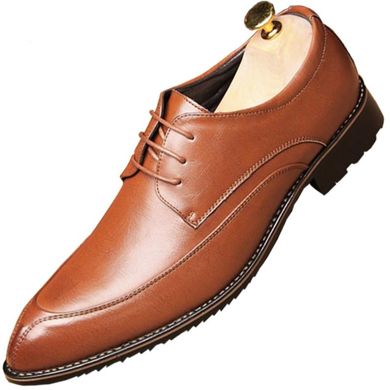 

Classic Men Business Dress Shoes Pointy Genuine Leather Formal Shoe for Male Party Wedding Footwear Hombre, Black