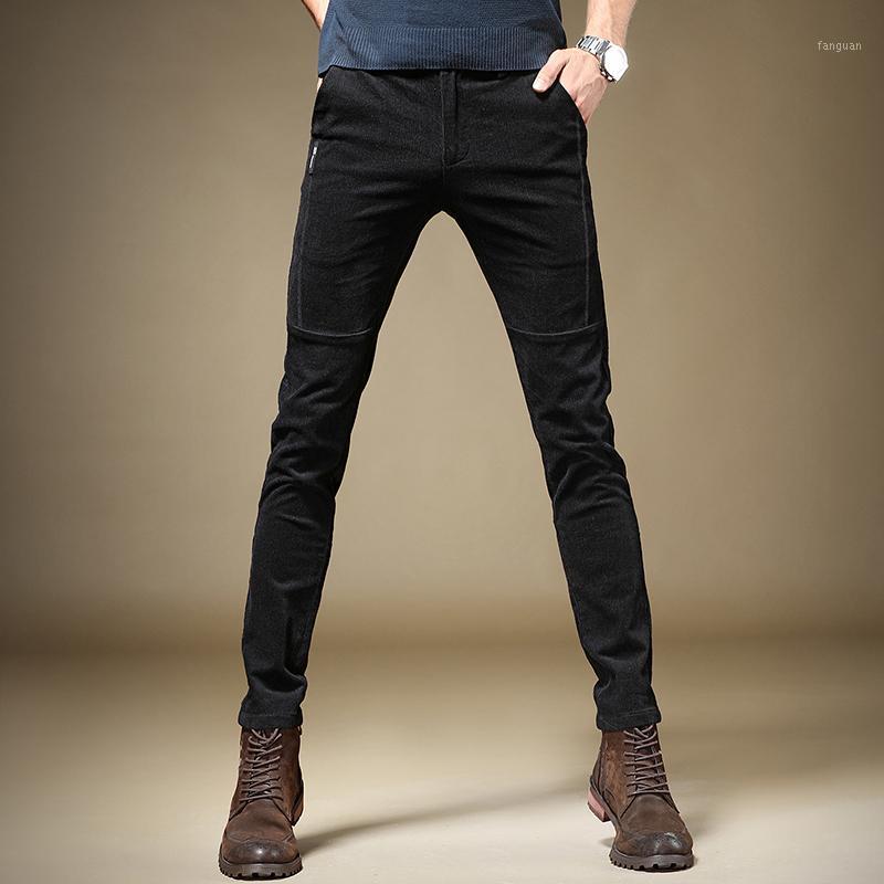 

Men's Pants Fashion Corduroy Men Casual Slim Fit Black Trousers1