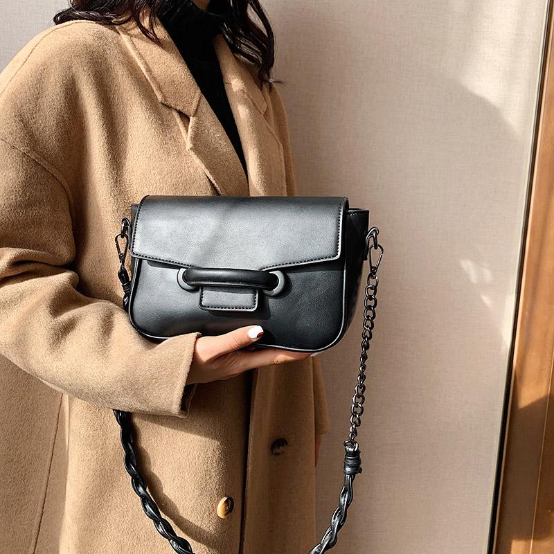 

Retro Brand Bag For Women Fashion Chains Ladies Shoulder Bag 2021 New PU Leather Female Crossbody Shopper Black, Beige