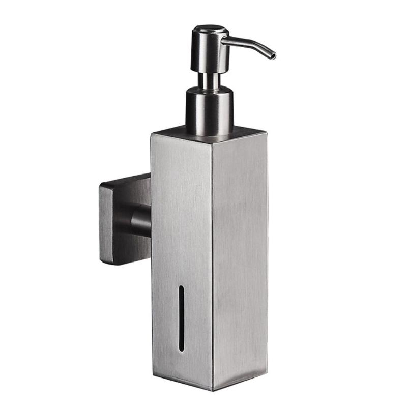 

Stainless Steel Brushed Nickel Finish Soap Dispenser Bathroom Shampoo Box Soap Container Wall Mounted Dispenser