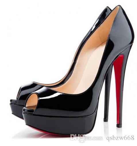 

Classic Brand Red Bottom High Heels Platform Shoe Pumps Nude/Black Patent Leather Peep-toe Women Dress W zlK LOUBOUTIN\u0020 CHRISTIAN\u0020, Blue