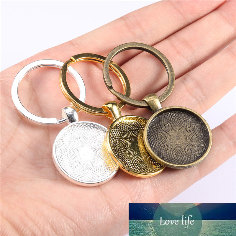 

5pcs/lot Keychain with Pendant Bezel Blank Fit 25mm Cameo Glass Cabochon Base Setting DIY Keychain Key Ring Supplies for Jewelry