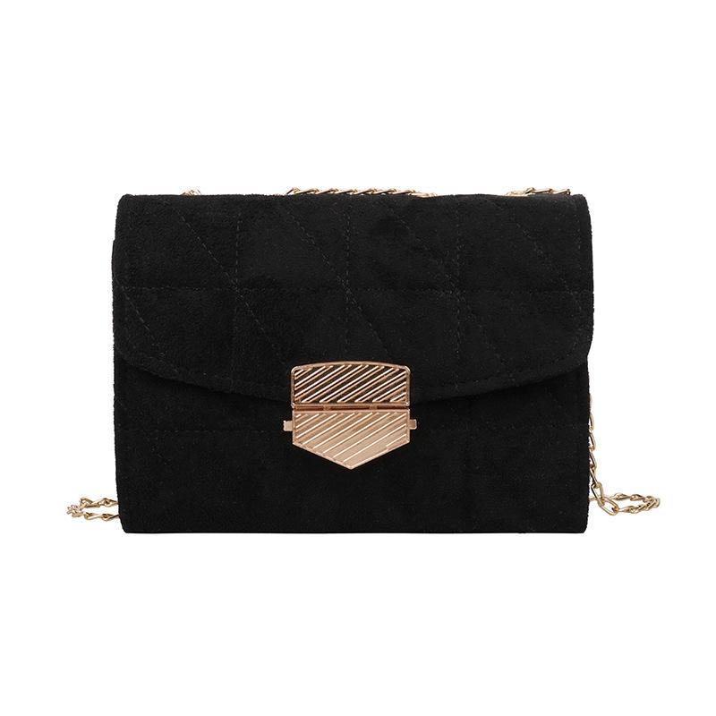 

2021 Winter Autumn Crossbody Bags For Women New Designed Soft Wool Female Clutch Shoulder Bag Metal Chains Messenger Bag, Black