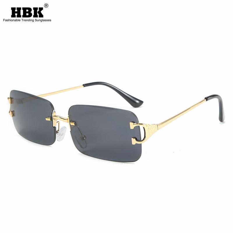 

Rectangle Rimless Sunglasses Women 2021 Fashion Small Sun Glasses Traveling Style UV400 Black Shades Gradient for Ladies and Men