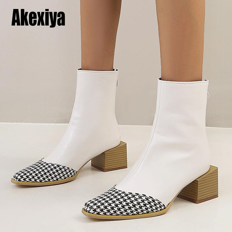 

2020 fashion new Boots pu leather Square Toe Short Booties Fashion Women Pumps High Heels winter Women's Ankle boots u493, Black