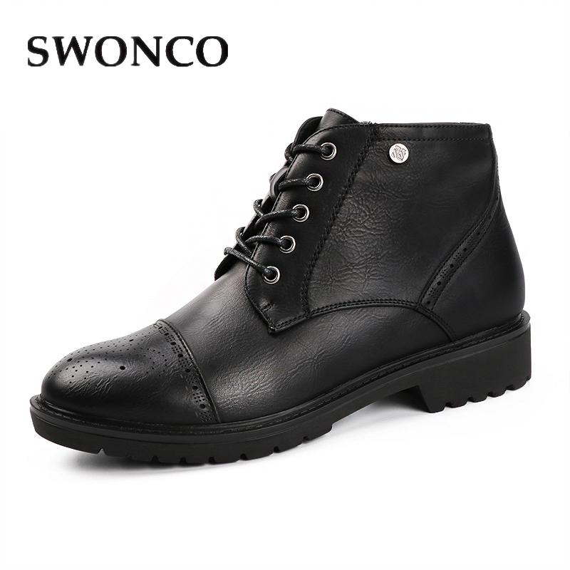 

SWONCO Fashion Vintage Shoe Women Ankle Boots Warm 2020 Leather Casual Shoes Female Black Comfortable Women Snow Boots For