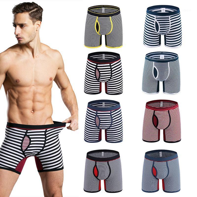 

One Pack Men Cotton Lengthened Sports Underwear Fashion Stripe Underpants Comfortable Breathable Boxer Teenager Shorts1, Dnk018-5