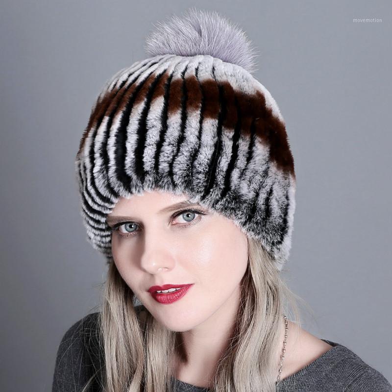

Female Rex Hair Ear Protection Beanies Cap Autumn Winter European American Women Hat Fur Ball Pompom H70321, Style7