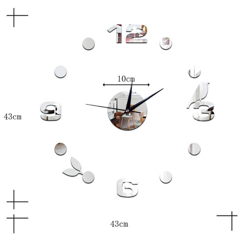 

New Morden Clock Watch Wall Clocks Horloge 3D DIY Black Bird Acrylic Mirror Stickers Home Decoration Living Room Quartz Needle