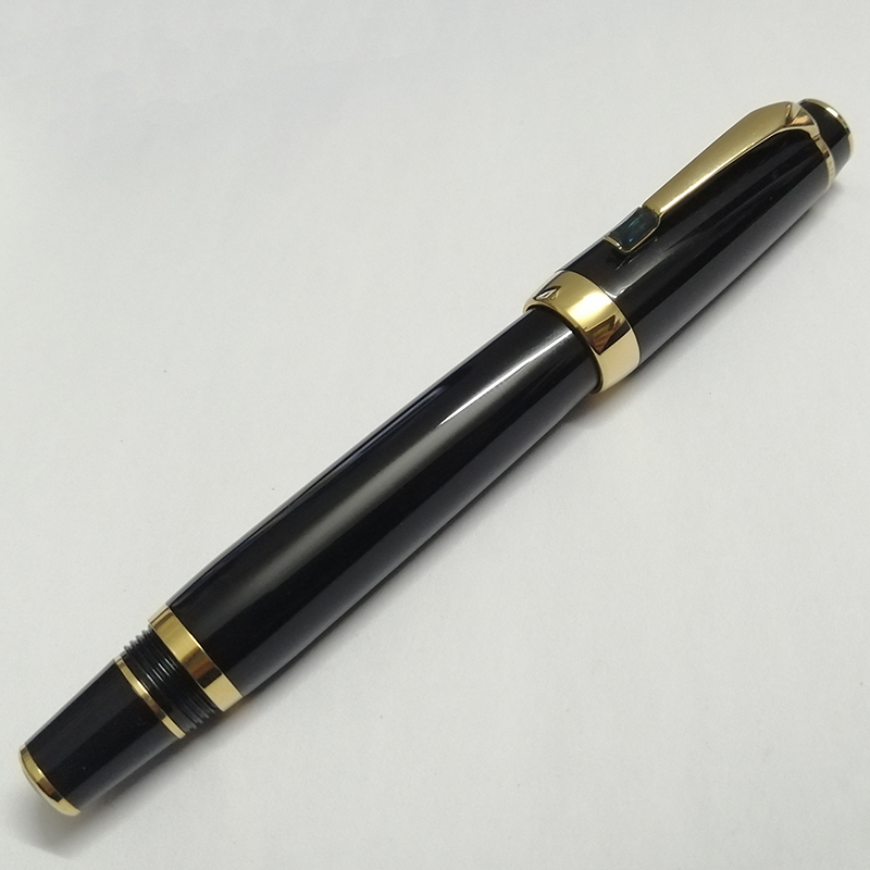 

Luxury pen black with gold clip metal pen canetas Gold trim Black Red Gem clip school office supplies pens for writing