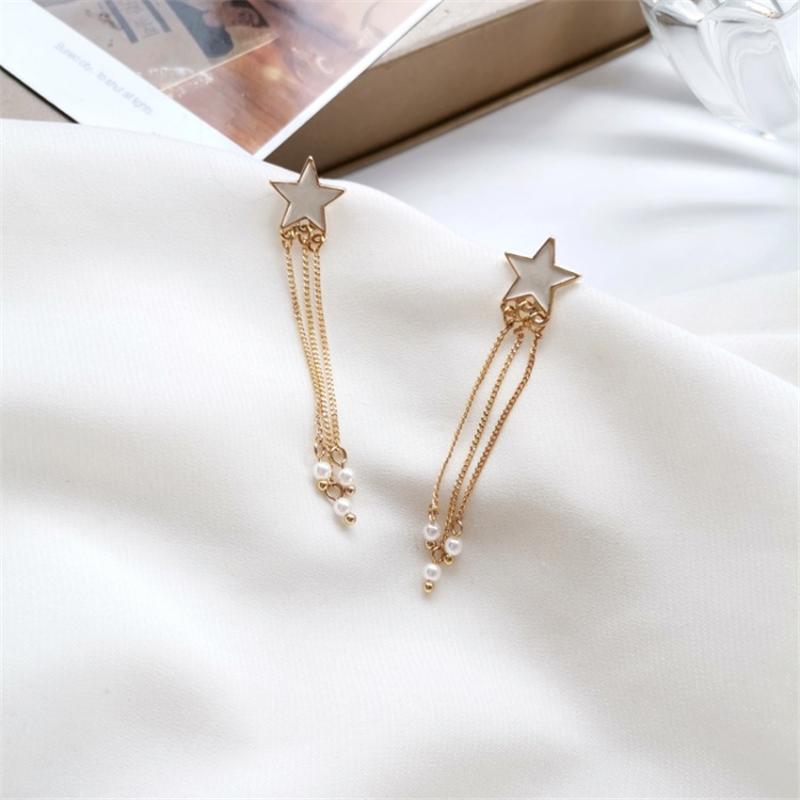 

Korean star long tassel geometric irregular pearl earrings, stylish women's earrings, 2020 new jewelry
