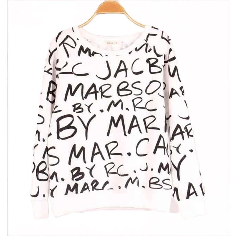 

WHZHM Letters Hoodies Women Winter Spring Long Sleeve Round Neck White Printed Feminina Tops Ladies Sweatshirt Pullovers Casual