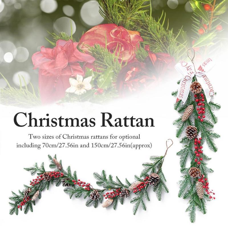 

Christmas Rattan Garland Pine Cones Hanging Fireplace Xmas Tree Home Decor Window Door Pendant for Wedding Backdrop Wall Decor1