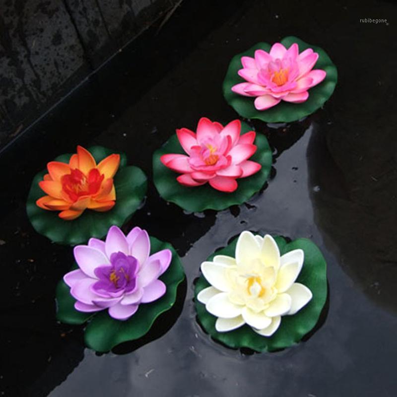 

Newly 5pcs Simulation Water Lily Pad Floating Pond Decoration Flowers Plants Home Decor TE8891, Orange