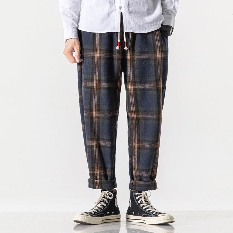 

Neploha Men's Thicken Warm Plaid Pants Winter New Woman Casual Oversize Woolen Trousers Chinese Style Male Pants Clothing, Blue