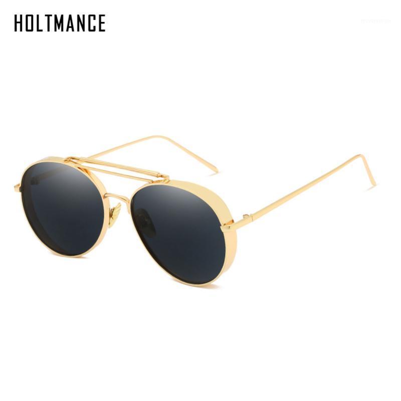 

New Fashion Metal Round Sunglasses Women Men Aviation Wrap Frame Shades Double Beam Street Fashion Stylish Eyeglasses Lady Gift1