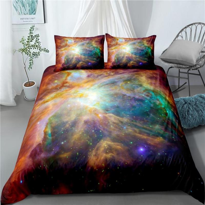 

Beautiful Starry Universe Bedding Set Stars and Galaxy Pattern Color Duvet Cover Set Pillowcases Multi Size, As picture