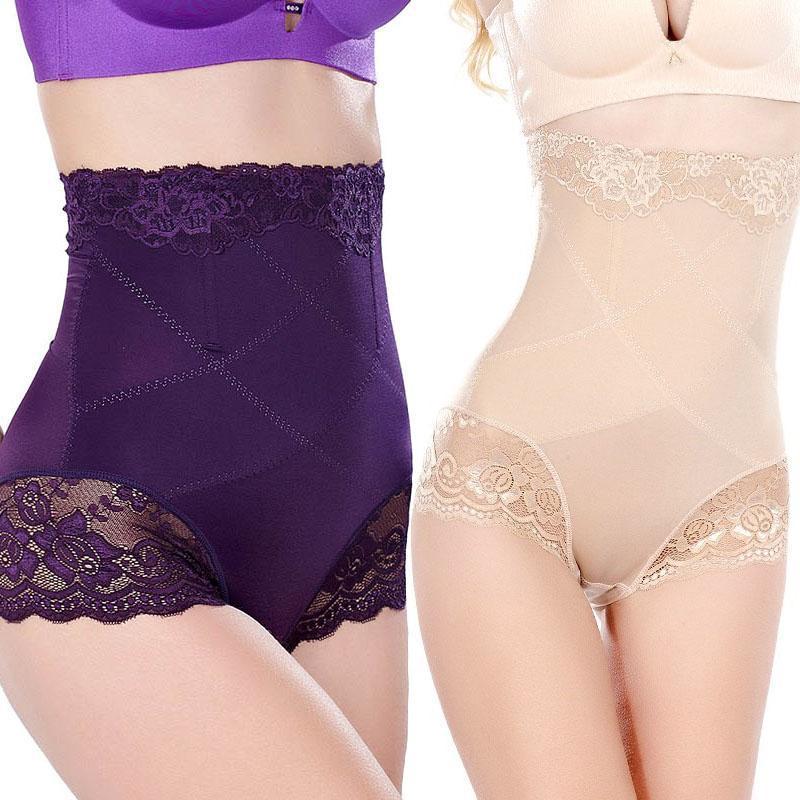 

Fashion Sexy Slimming High Waist Underwear Women Shapewear Briefs Thin Mid-lumbar Abdomen Hips Lace Lingerie Boxers Body Shapers1, Purple