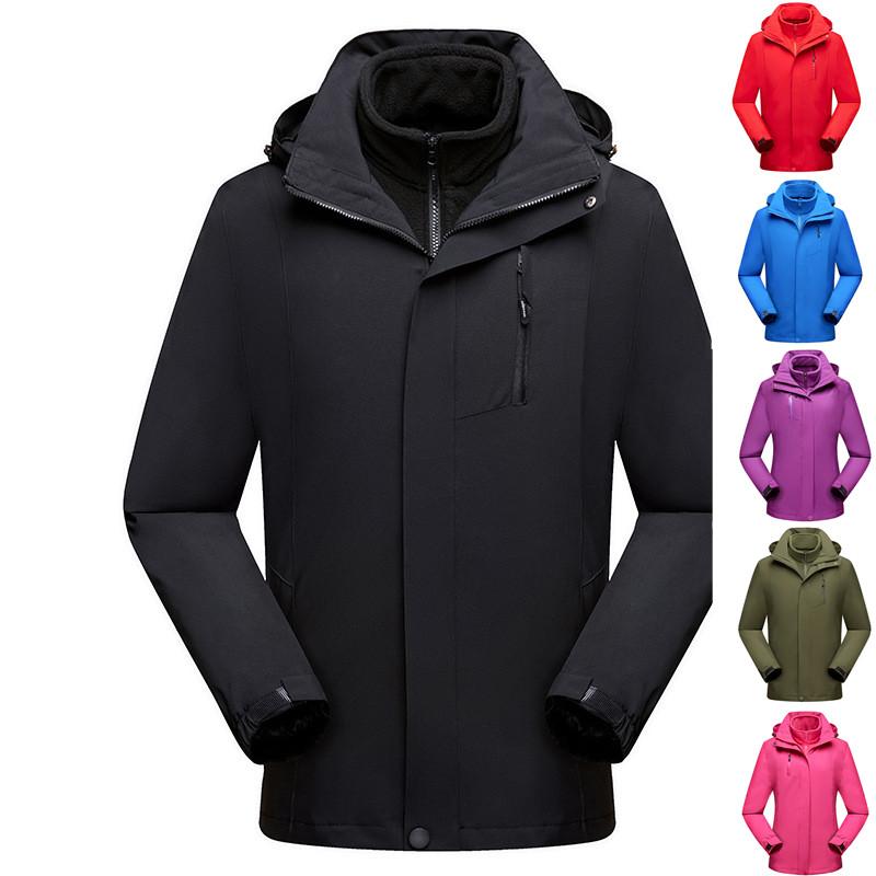 

Men & Women Winter Parka Waterproof Cycling Jacket Outdoor Hiking Hooded Breathable Windbreaker Plus Velvet Fleece Warm Coacts, Women-rose