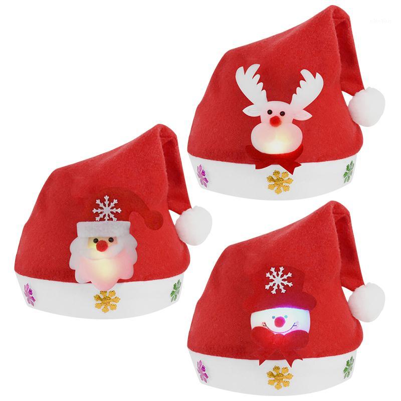 

1pc Christmas Red LED Cap Cartoon Santa Elk Soft Plush Hat Adult Kids Christmas Party Decoration New Year Party Supplies1