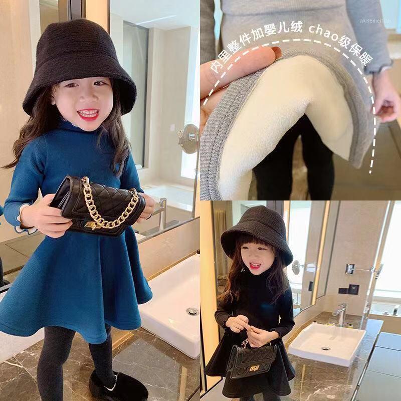 

Baby Dresses for Girls Autumn Winter Long Sleeved Knit Girl Warm Solid Color Princess Dress Lotus Leaf Collar Pocket Doll Dress1, Blue