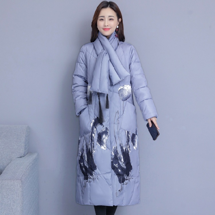 

wind nation long bottom cotton-quilted woman 2020 winter clothes at customs national printing overcotton thickening XBVM, Beige