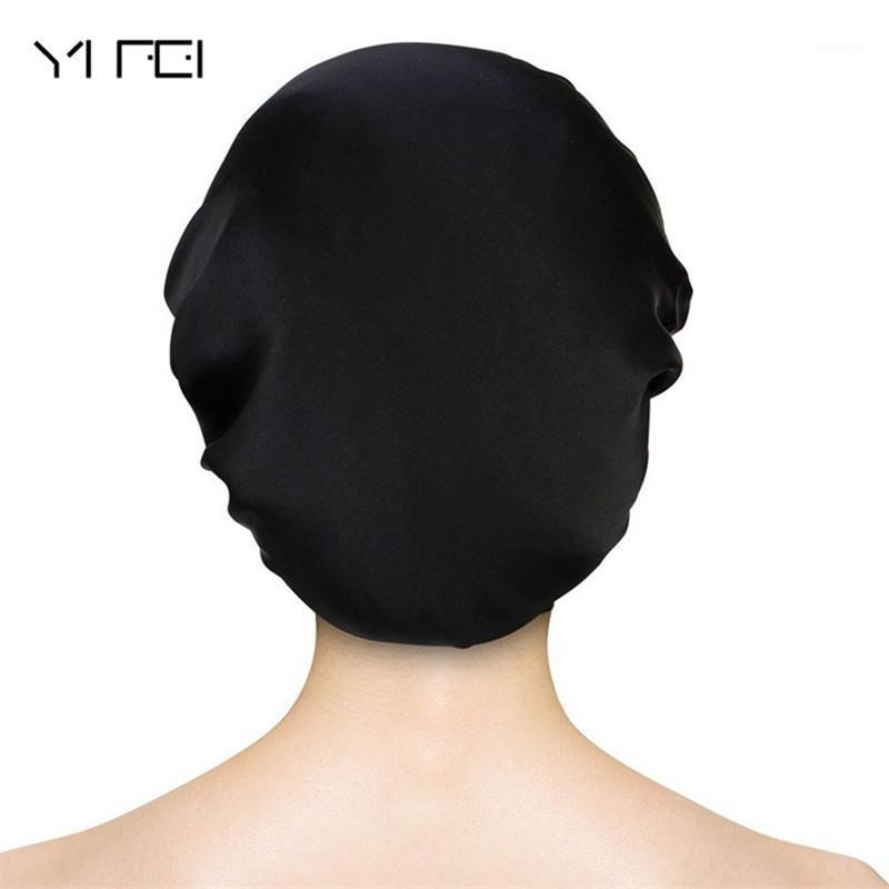 

YIFEI 2020 Free Shipping Woman Beanie Fashion sets of cap New 100% Mulberry Silk Nightcap Hair Styling Pure Silk Sleeping Hat1, White