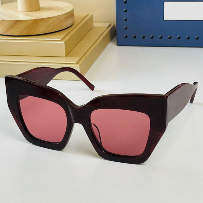 

Womens Cat Eye Sunglasses 0966 Fashion Luxury Designer Ladies Sun glasses Thick Plate Full Frame Temples With Metal Letters Ladies Beach Vacation UV400 belt Case