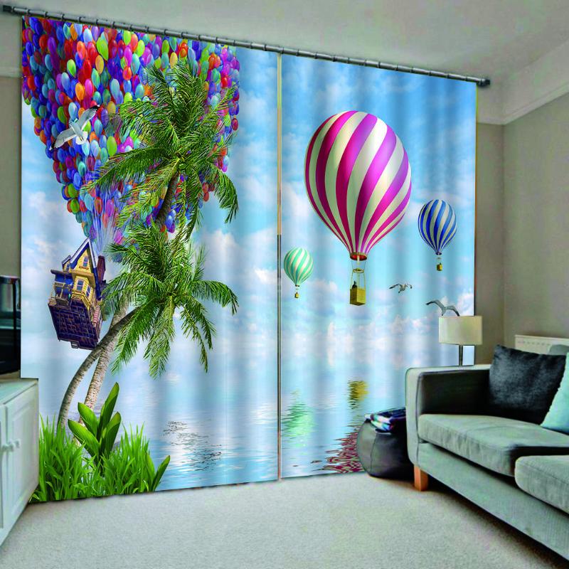 

Balloon Beach 3D Curtain Luxury Blackout Window Curtain Living Room blue sky curtains, As pic