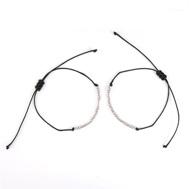 

2Pcs I Love You Morse Code Beaded Bracelet with Secret Message Lover Jewelry X7YA1