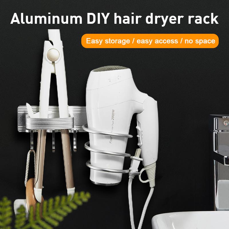 

1pc Home Garden Organization Aluminum Hair Dryer Storage Racks Wall Mounted Hairdryer Straightener Holders Set Bathroom Supplies