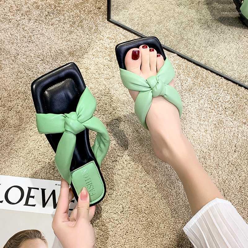

2020 Summer Women Slippers Bow Designers Woman Open Toe Fashion Flat Outside Dress Slides Casual Shoes Female Beach Sandal1, Beige