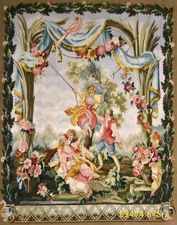 

Free shipping 100% Woolen Aubusson Tapestry Gobelin carpet 100% handmade Tapestry Museum Collection, 202 3.3x4.8