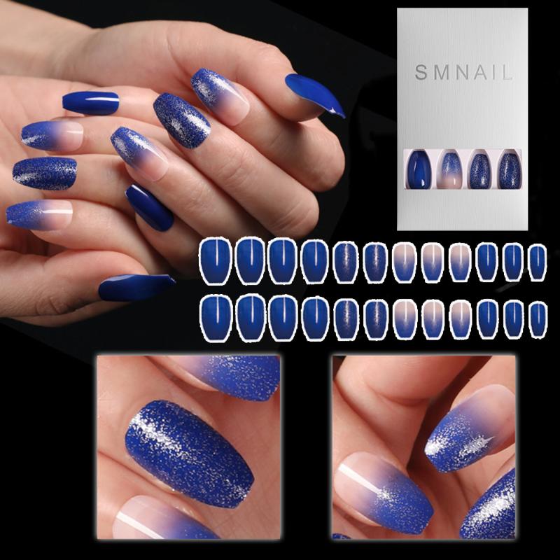 

24Pcs/Set Acrylic Full Cover False Nail Tips Super Long Ballerina Nail Art Manicure Matte Coffin Fake Nails Extension with Glue, Style 8