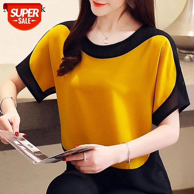

Summer Plus Size Women Blouses Fashion Slim Solid Chiffon Ladies Blouses Short Sleeve O-Neck Pullover White Shirt Women 3397 50 #1E8C
