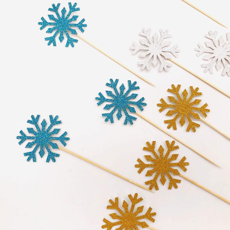 

10pcs/lot Gold and Sliver Christmas Snow Cartoon Cupcake Topper Cake Flags For Wedding Birthday Party Baby Shower Decoration1
