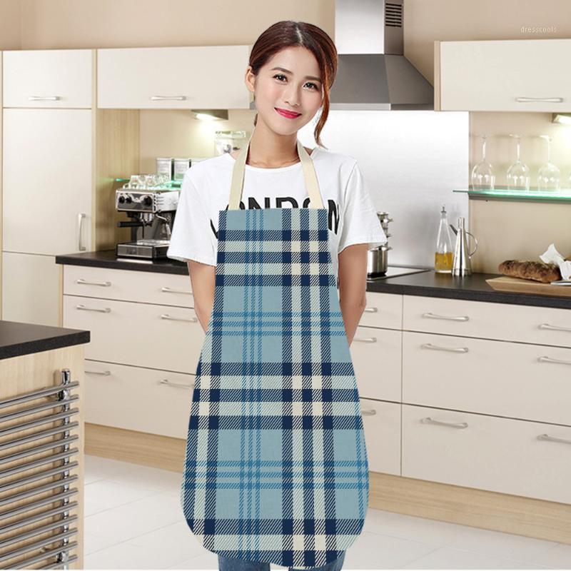 

Cotton Women Aprons Printed Lattice Kitchen Apron with Pocket Hand Towel Hot Household Cleaning Accessories Cooking Apron1
