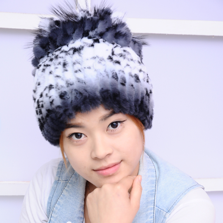 

Thermal Mode Winter Rabbit Hat Rex of Women Yarn Fur Cap 2g1r, The picture