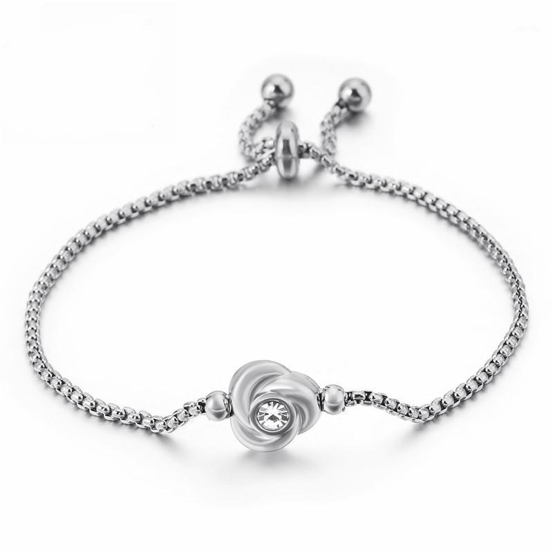 

Bohemia Femme Bracelets Tri-Color Stainless Steel Cubic Zircon Flower Lace Clasp Chain Bracelets For Women Girl Jewelry1