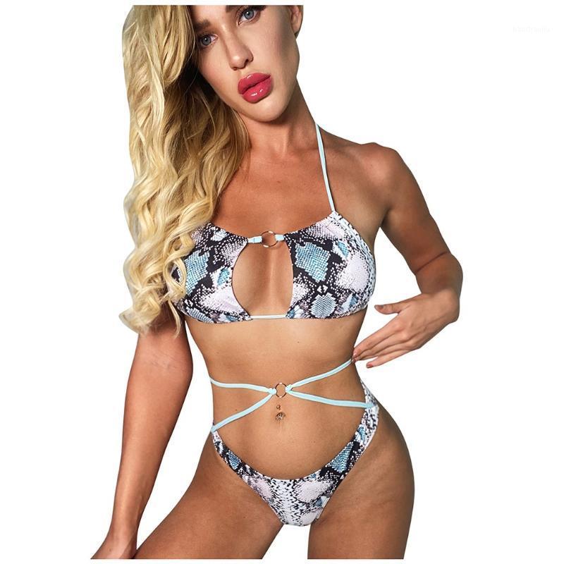 

Snake Print Women Bandage Bikini Beach Swimwear Tow-Piece Swimsuit Swimwear Swim Sundress Outfits Girls Bikinis1